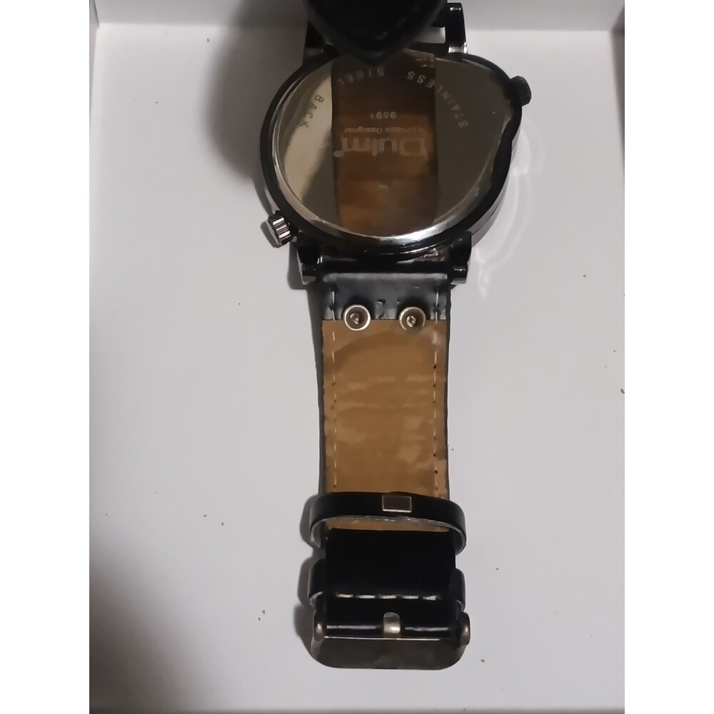 OULM Watch 9591 Dual Time Dials Military Quartz Black Face Needs Repairs/Battery - Picture 5 of 8